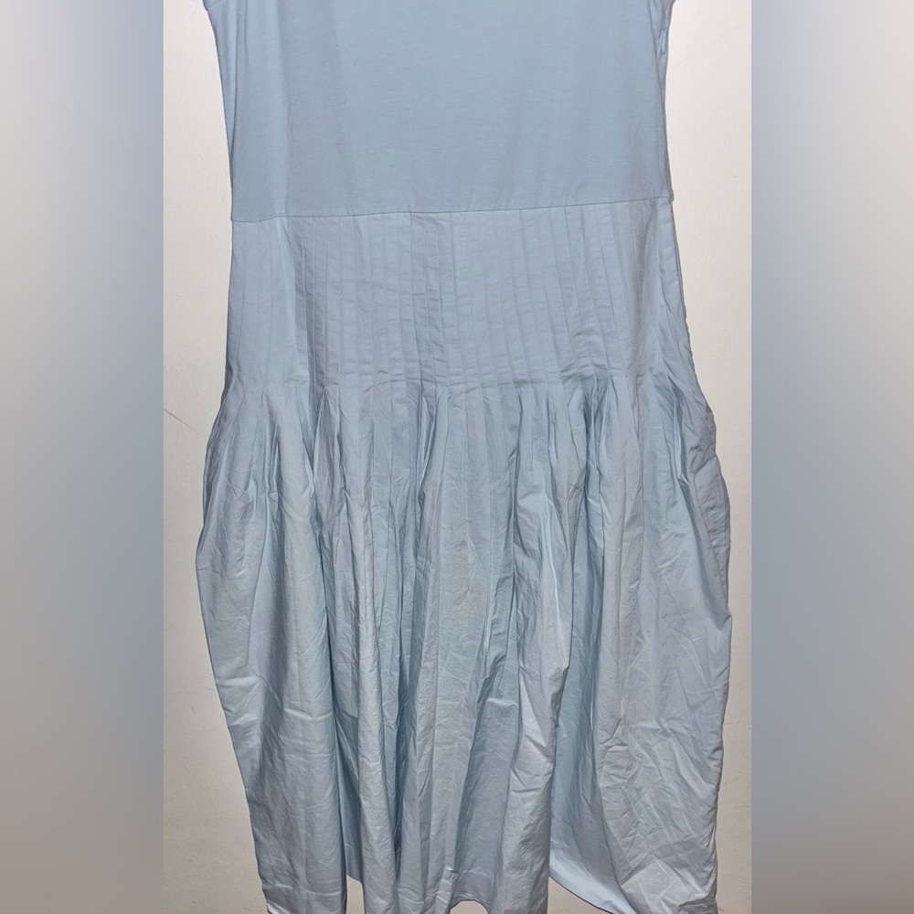 NWT J.Crew Pintuck mixy dress Large Edgewater Light Blue Preppy Midi Flowy - Picture 7 of 14